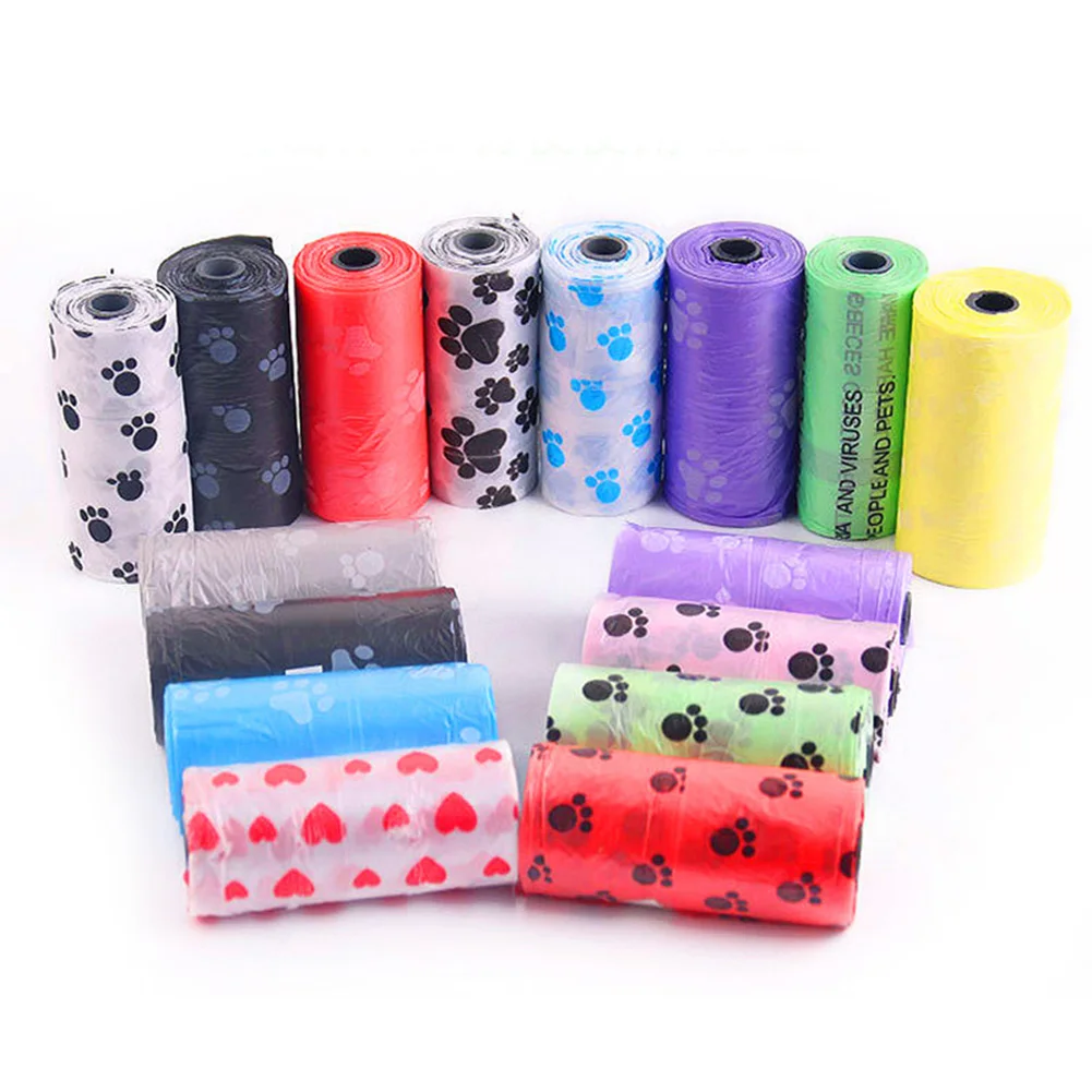 Hot Paw Print Pet Waste Bag Roll Pet Waste Bag 6x2.5cm Strong Load-bearing Dog Carriers Outdoor travel kitchen garbage bag dog poop bags