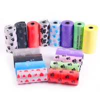 Hot Paw Print Pet Waste Bag 15pcs/Roll Pet Waste Bag 6x2.5cm Strong Load-bearing Dog Carriers Outdoor travel kitchen garbage bag 2