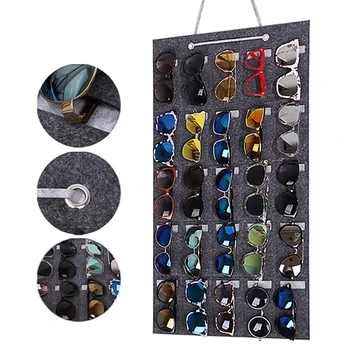 

15/25 Slots Felt Eyeglasses Stand Holder For Sunglasses Glasses Storage Display Hanging Bag Wall Pocket Storage Box Organizer