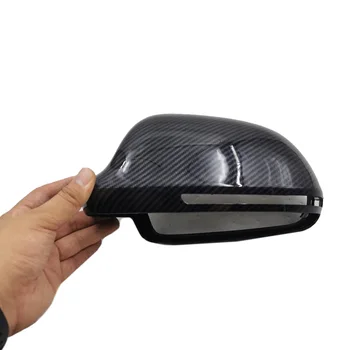 

2 Pcs Carbon Fiber Rearview Mirror Shell Suitable For A4 B8 A6 C6 A5 8t Q3 A3 8p Bright Black High Quality ABS Lamp Hoods