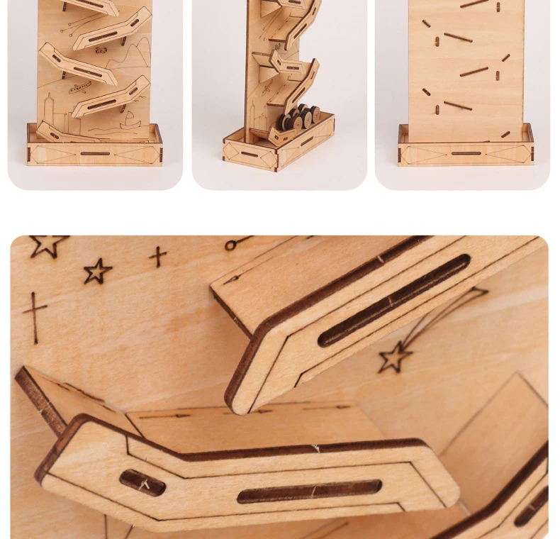 Wooden 3D Puzzle DIY Spaceship Vehicle Solar System Assembling Puzzles Stress Relief Toy For Children Interesting Puzzle Game