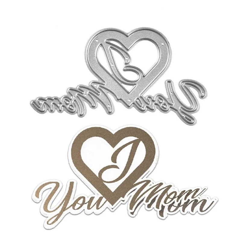 Металлические Вырубные штампы YaMinSanNiO You Mom в форме сердца для скрапбукинга