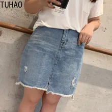 TUHAO, женская джинсовая мини-юбка, модная летняя Корейская черная юбка с высокой талией, синяя джинсовая посылка, Harajuku, юбки размера плюс 4XL 3XL
