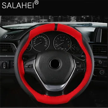 

Microfiber Leather Color Matching Sport Hand-sewn Steering Wheel Cover Skidproof Universal Car-styling Protector Accessories