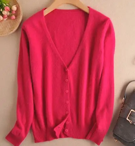 Vneck Color 7 Горячая Распродажа, мягкие свитера, куртки для женщин, кашемир и шерсть, вязаные Джемперы, 12 цветов, женские кардиганы, зима/осень, трикотаж - Цвет: Vneck Color 7