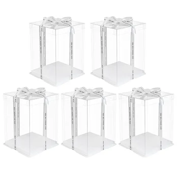 

5pcs Transparent Plastic Dessert Cake Box Storage Box for Home Bakery Dessert Shop