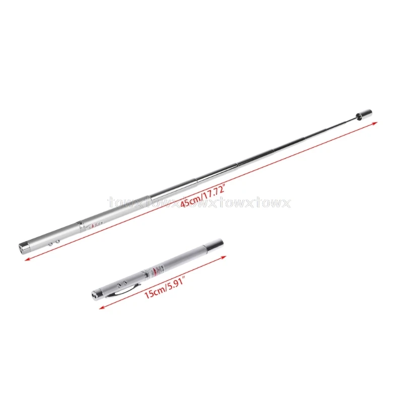 5 in 1 Power Point Telescopic Red Laser Pointer Pen Teaching Tool Ball LED Light Au22 19 Dropship