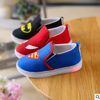 

Boys Shoes With Light Spring Autumn Canvas Shoes Spiderman Lighted Fashion Led Sneakers Kids Sport Light Girls Shoes EU 21-30