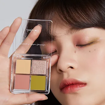 

udydoll Orange Flower Free Combination Four Colors Eyeshadow Compact Students Beginners DIY Summer Portable New Products 21 22
