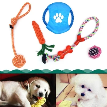 

5 Pcs Dog Chew Toys for Puppy Doggie and Small Medium Dog Molars Bite Training Knot Rope Ball Dog Toy Pet Supplies
