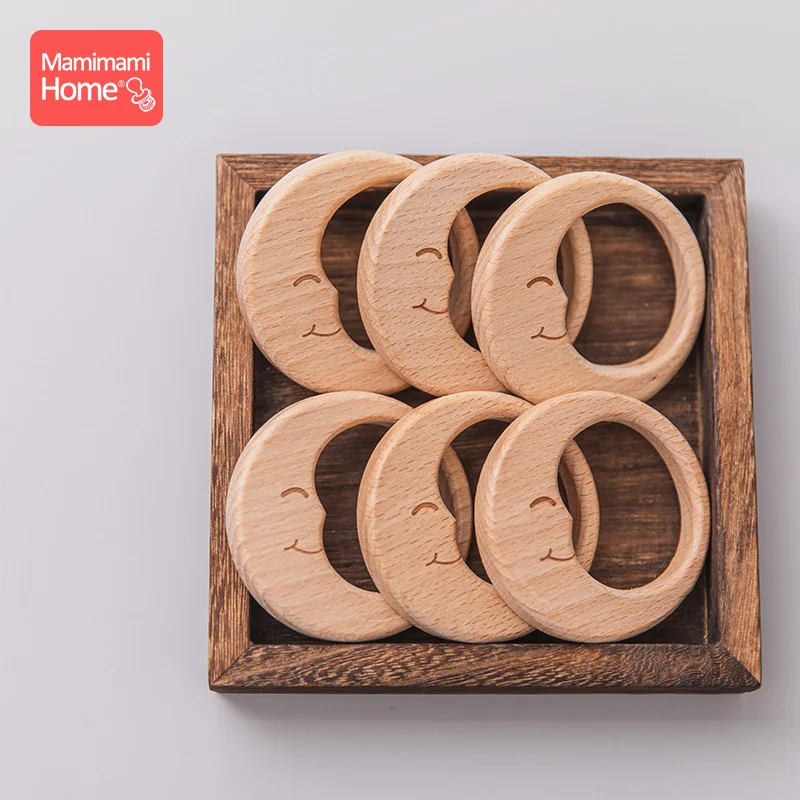 5Pc  Teether 젖꼭지 체인 펜던트 너도밤 나무 나무 달 BPA 무료 나무 젖니가 남 반지 펜던트 액세서리 어린이 용품 장난감
