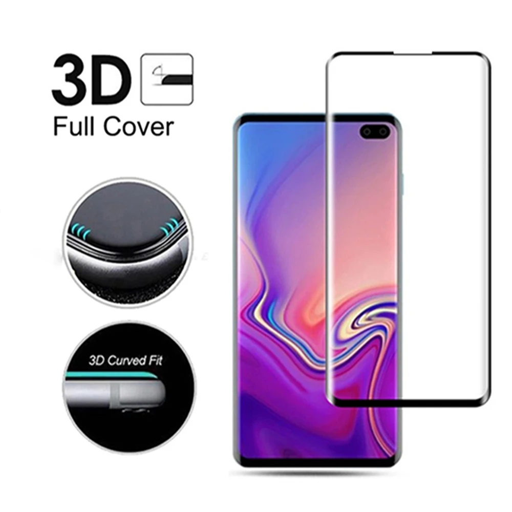 

3D Full Curved Screen Protector For Samsung Galaxy S10 S10 Plus Full Cover Tempered Glass Anti-drop Front Glass Protective Film