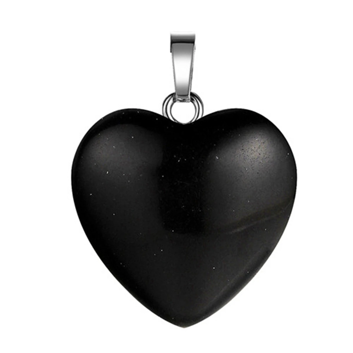 Black Onyx SEVENSTONE Рейки Исцеление натуральный камень любовь сердце кулон ожерелье трендовые подвески для ангела Женские Ювелирные изделия Подарки для девушки - Окраска металла: Black Onyx