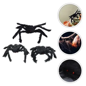 

3Pcs Decoration Supplies Plush Spider Model for Halloween Decor