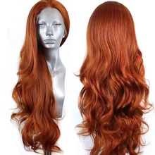 Charisma длинные волнистые синтетические парики на шнурках спереди медные красные парики высокотемпературные термостойкие волокна волос парики на шнурках для женщин