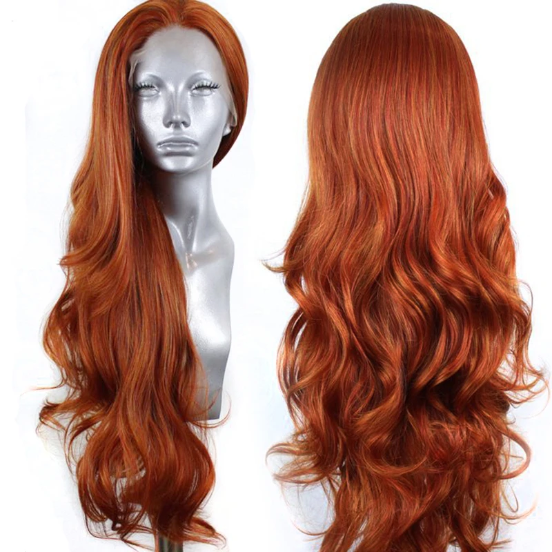 

Charisma Long Body Wave Synthetic Lace Front Wig Copper Red Wigs High Temperature Heat Resistant Fiber Hair Lace Wigs For Women