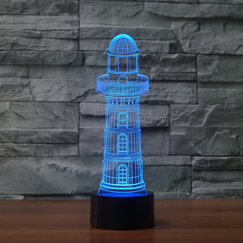 Новинка Маяк 3d лампа 7 цветов светодиодный ночник для детей сенсорный Usb стол Lampara