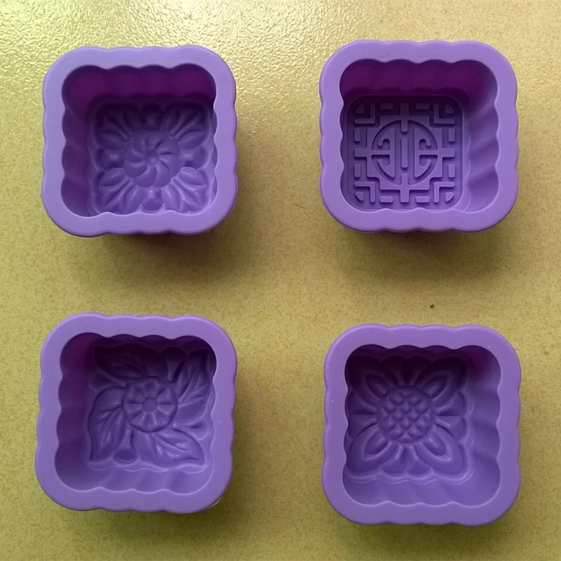 

4pcs/set Pastry Tools Moon Cake Mold Silicone Baking Tools Non-stick For Handmade Square Moon cake /Mini Cake