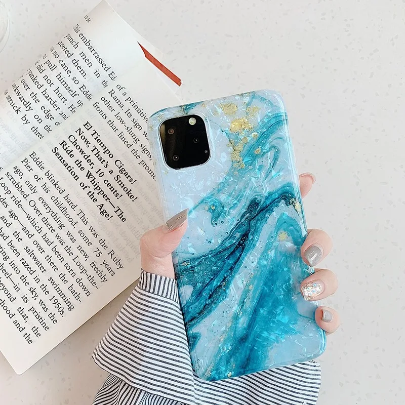 

Glitter Shell Patterned Phone Case for IPhone 11 Case Fashion Gradient Soft TPU Case for IPhone 11 Pro Max Coque X XR Back Cover