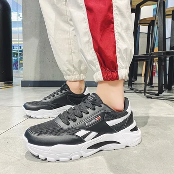 

2020 New Shoes Running Mens Mesh Breathable Walking Sneakers Men Lace Up Jogging Sneakers Men Thick Soled Men Sports Sneakers