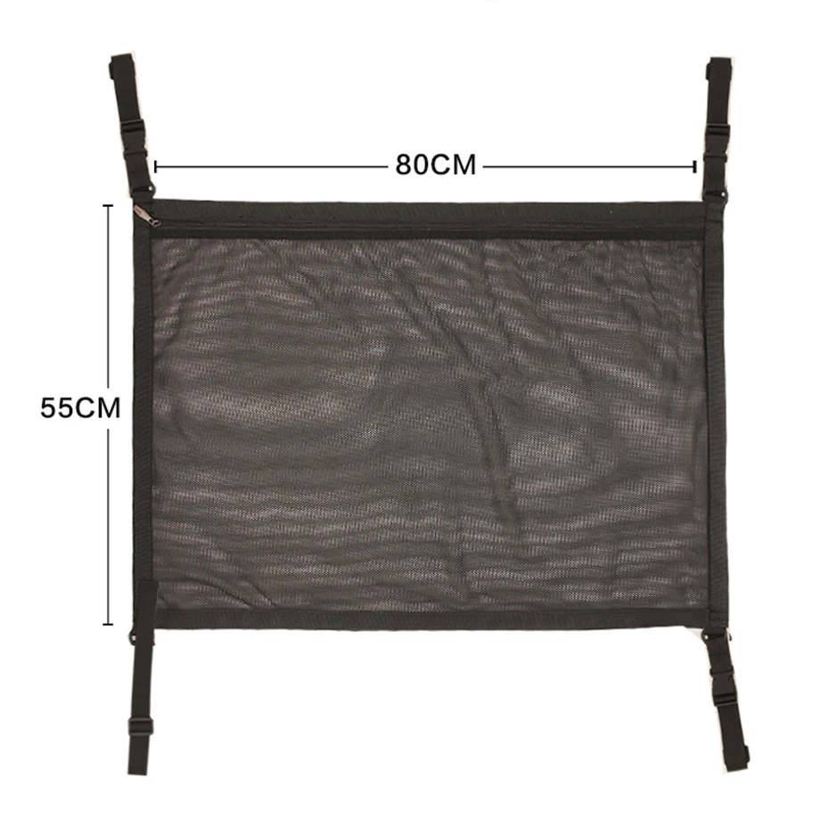 SEAMETAL Car Ceiling Storage Net Pocket 80cm*55cm Hanging Polyester Mesh Storage Bag Traveling Auto Roof Organizer with Zipper