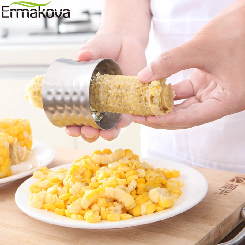 ERMAKOVA инструмент для зачистки кукурузы из нержавеющей стали прибор для чистки кукурузы слайсер резак для удаления зубчатое лезвие с нескользящей рукояткой