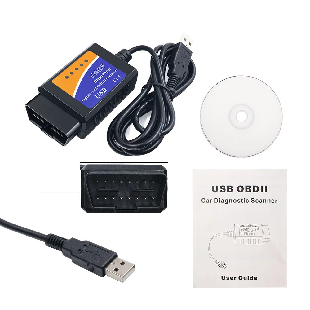Автомобильный диагностический кабель OBD2 ELM327 V1.5 USB/WIFI интерфейс сканера obd 2