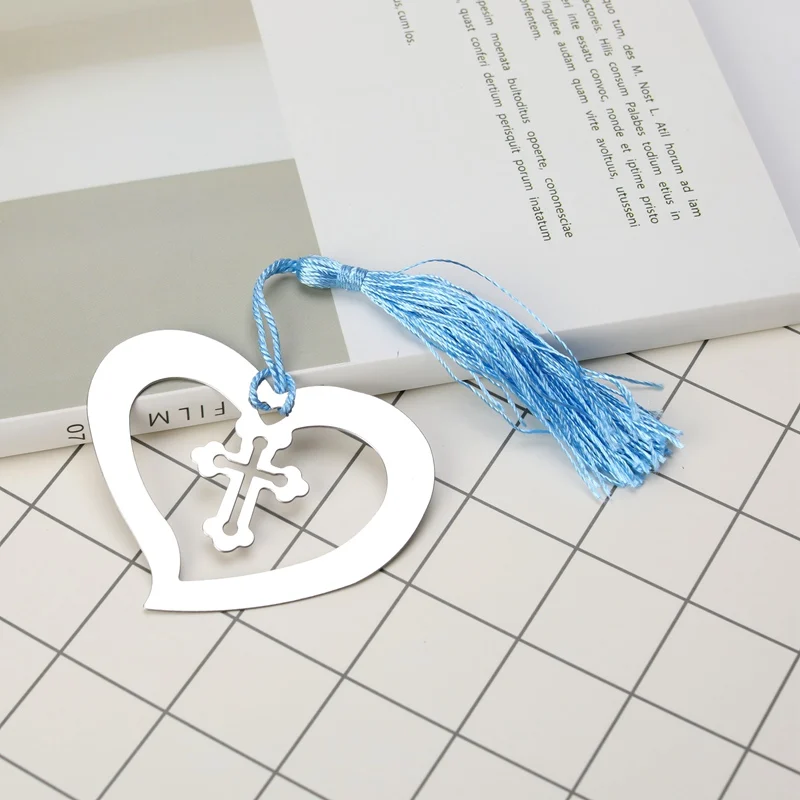 Metal Creative Heart Cross Bookmark School Supplies Romantic Bookmark Stationary