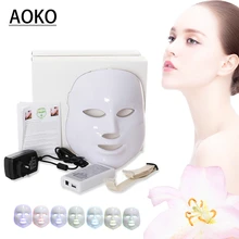 AOKO 7 цветов светильник, Электрический светодиодный фотон для лица, маска для омоложения кожи, против акне и морщин, терапия, устройство для красоты, домашний салон