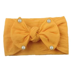 Elegant Big Bow Baby Headband - Solid Color Elastic Hair Accessory (Style 5 yellow)