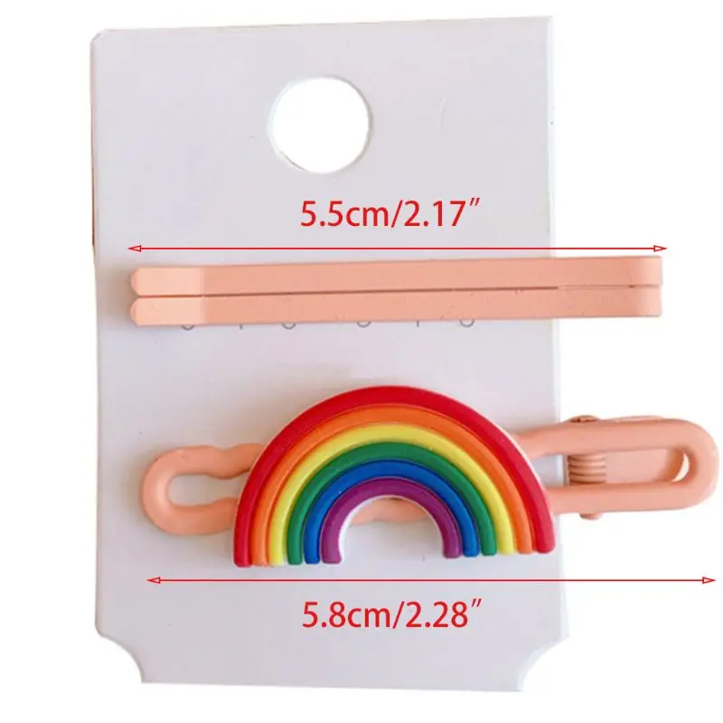 

3Pcs Sweet Candy Color Bobby Pins Cartoon Rainbow Strawberry Wavy Metal Hairpins