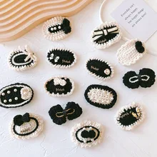 

Vintage Baby Hair Clips Women Girls Hairpins Pearl Bows Hooks For Children Black Princess Accessory Crochet Headgear Side Pins