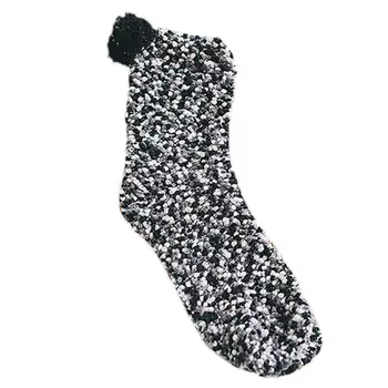 

Women Girls Candy Color Pompom Coral Velvet Slipper Socks with Cupcake Packaging