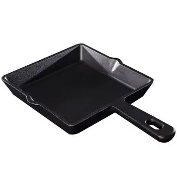

Cast Iron Flat Bottom Mini Nonstick Frying Pan Square Pancake Pan Gas Induction Cooker Pancake Pan (Black)