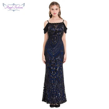 

Angel-fashions Vintage Gatsby Party Sequin Mermaid Long Evening Dress Abendkleid 381 220