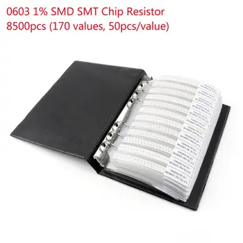

1 set 0603 smd resistor sample book 170values 50 pcs 8500 pcs 1% 0ohm chip resistor kit assortment