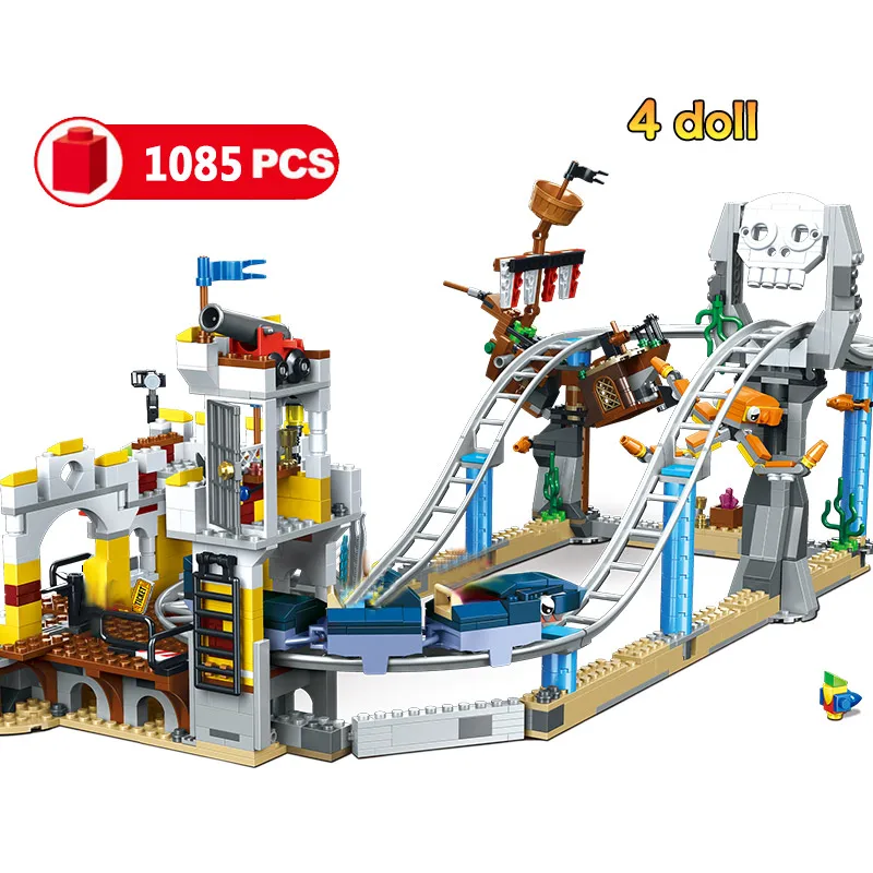 

1085pcs 3IN1 City Pirate Roller Coaster Building Blocks Toys Compatible Creators Bricks Toys for Girl Friend Children Gifts
