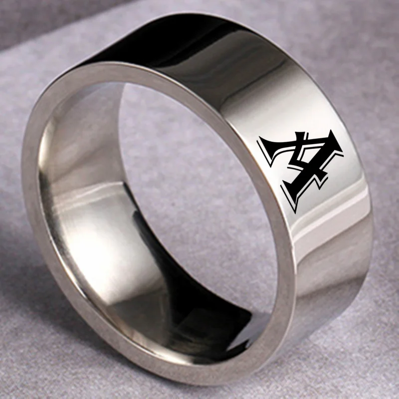 

8MM Personalised Initial Ring Engrave A to Z Alphabet Stainless Steel Signet Blank Plain Ring Band 12 Zodiac Ring For Men Women