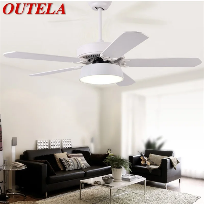 

OUTELA Ceiling Fan With LED Light Kit Remote Control 3 Colors Modern Home Decorative for Rooms Dining Room Bedroom Restaurant