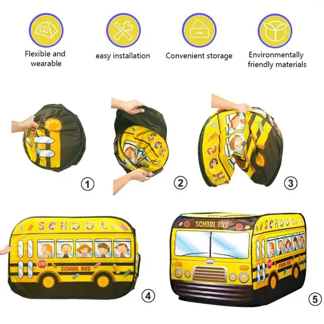 Children's Tent Popup Play Tent Toy Outdoor Foldable Playhouse Fire Truck Police Car icecream car kids Game House Bus Indoor 5