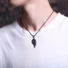 Rinhoo Men's Punk Dragon Flame Titanium Stainless Steel Cool Leather Chain Pendant Necklace Men's Charm Necklace Jewelry ► Photo 2/6