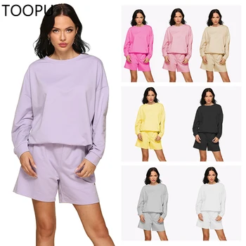 

Womens Tracksuits 2 Piece Set Spring Autumn Oversize Sweatshirt + Sporting Long Sweat Set Two Piece Outfit Solid Color Sets