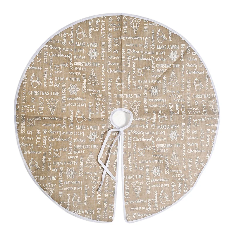 

Christmas Tree Skirt Letter Print Christmas Tree Dress Round Skirt Christmas Party Decor New Year Home Decoration