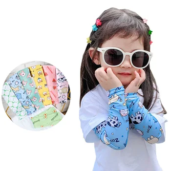 

1Pair Summer UV Protection Cooling Arm Sleeves Kids Cute Cartoon Print Sun Sleeves For Boys Girls Outdoor Children Sunblock Ice