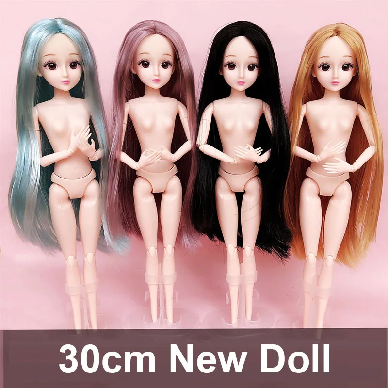 

BJD Doll 1/6 30cm 20 Movable Joints 3D Eyes Princess Long Hair Makeup Baby Plastic Nude Body Fashion Doll Toys for Girl DIY Gift