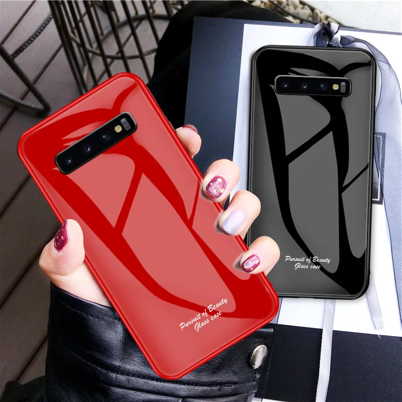 Macaron Glass Case For Samsung Galaxy S10 Plus Case Fashion Cute Shockproof Border Cover For Samsung S10e S10 5G Phone Cover