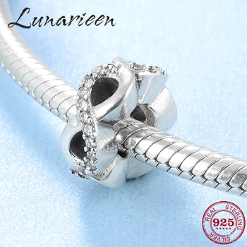 

925 Sterling Silver 8-shaped zircon round DIY spacer beads Fit Original europeu Charm Bracelet Jewelry making Girlfriend gift