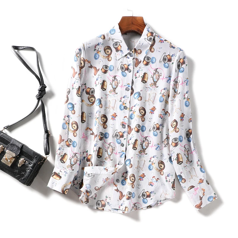 Women Blouse Good Quality Silk Autumn New Long