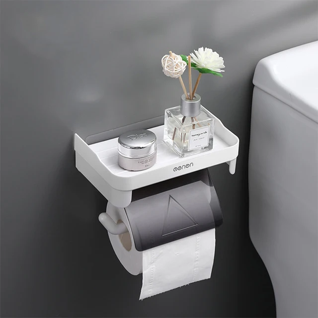 Wall Mount Toilet Paper Holder Kitchen Roll Paper Accessory Bathroom tissue accessories rack holders Self Adhesive Punch Free 4