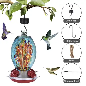 

Bird Feeder Hummingbird Feeder Glass Flower Hummingbird Water Feeder Food Container For Garden Outdoors Patio